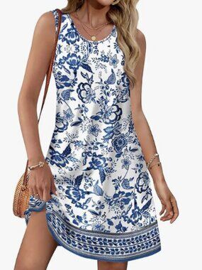OFEEFAN Summer Dresses for Women Casual Sundress with Pocket Beach Cover Up Swim